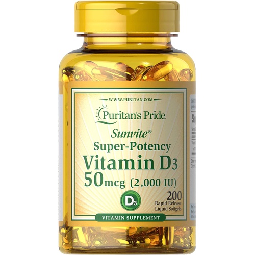  Vitamin D3 50mcg (2,000 IU) Bolsters Immune Health by Puritans Pride for Support of Immune Health and Healthy Bones and Teeth 200 Softgels