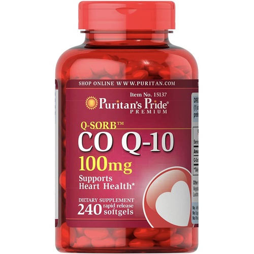 Puritans Pride CoQ10 100mg, Supports Heart Health, 240 Rapid Release Softgels