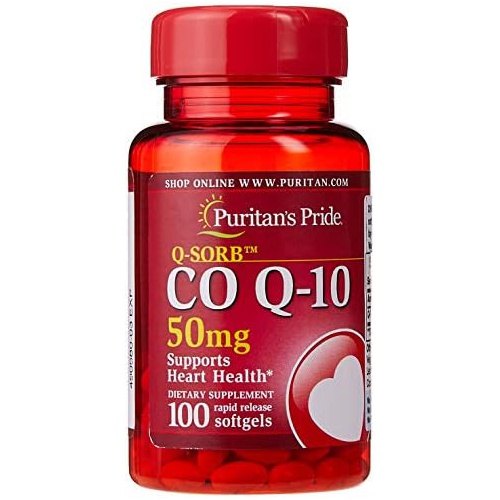  Q-Sorb CoQ10 50mg, Contributes to Heart Wellness,100 Softgels by Puritans Pride