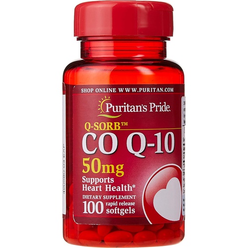  Q-Sorb CoQ10 50mg, Contributes to Heart Wellness,100 Softgels by Puritans Pride