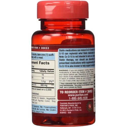  Puritans Pride Q-Sorb CO Q-10 600 mg-30 Softgels