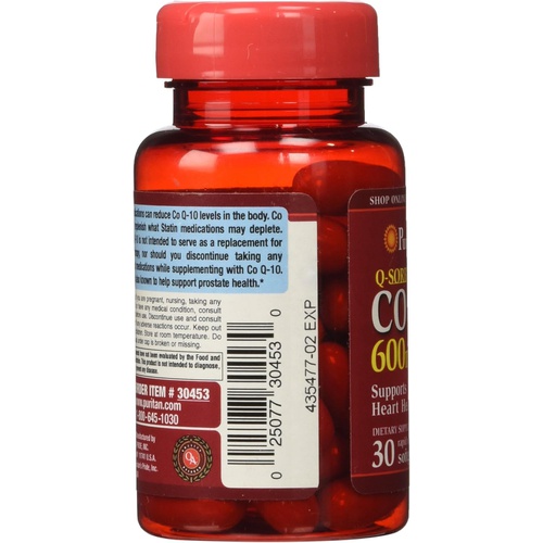  Puritans Pride Q-Sorb CO Q-10 600 mg-30 Softgels