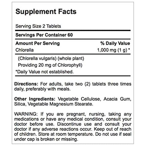  Puritans Pride Natural Chlorella 500 mg-120 Tablets
