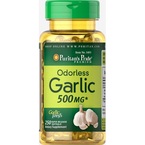  Puritans Pride Odorless Garlic 500 Mg, 250 Softgels, 250 Count (5493)