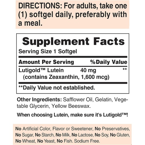  Puritans Pride Lutein 40mg With Zeaxanthin, Supports Eye Health, 120 Count (Pack of 2)