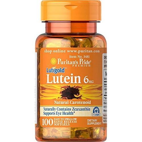  Puritans Pride Lutein 6 Mg With Zeaxanthin Softgels, 100 Count