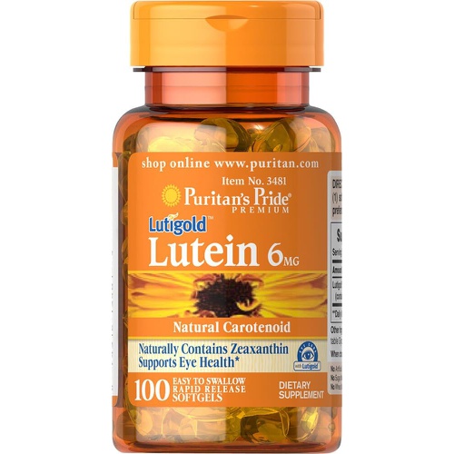  Puritans Pride Lutein 6 Mg With Zeaxanthin Softgels, 100 Count