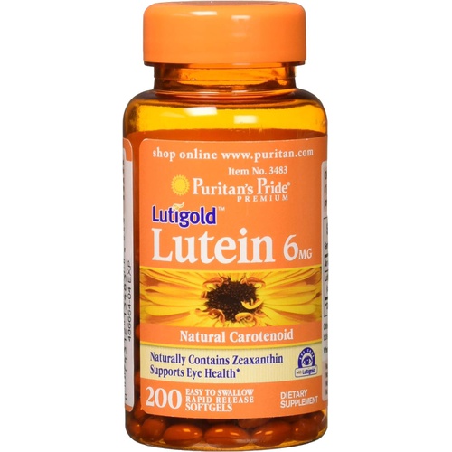  Puritans Pride Lutein 6 Mg With Zeaxanthin Softgels, 100 Count