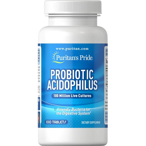  Puritans Pride Probiotic Acidophilus Tablets, White, 100 Count