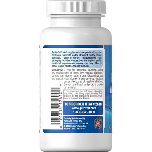  Puritans Pride Probiotic Acidophilus Tablets, White, 100 Count