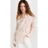 PushBUTTON Ivory Asymmetry Opened Shoulder Shirt
