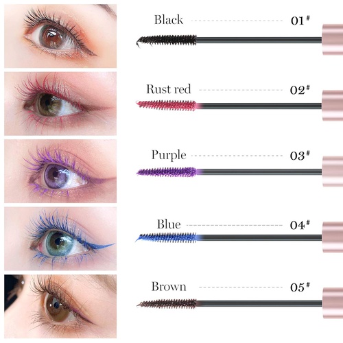  QILEBI Color Mascara for Eyelashes(Multiple Colour), Waterproof and Smudgeproof Long Lasting, Softer and Fulle Lashes, Hypoallergenic Formula Mascara Wands, Mascara for Eyelash Eye Makeup