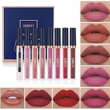 QiBest 7Pcs Matte Liquid Lipstick + 1Pcs Lip Plumper Makeup Set Kit, Long Lasting Waterproof Velvet Lip Gloss Set, Pigmented Lip Makeup Gift Sets for Girls and Women