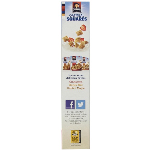  Quaker Oatmeal Squares, Brown Sugar, Crunchy Oat Breakfast Cereal, 14.5oz Box