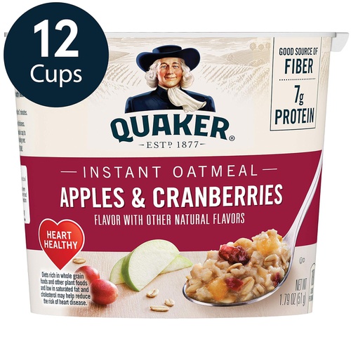  Quaker Instant Oatmeal Express Cups, Honey & Almonds, 12 Count