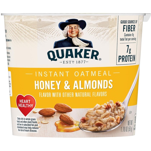  Quaker Instant Oatmeal Express Cups, Honey & Almonds, 12 Count