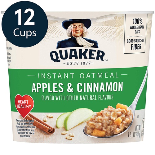  Quaker Instant Oatmeal Express Cups, Honey & Almonds, 12 Count