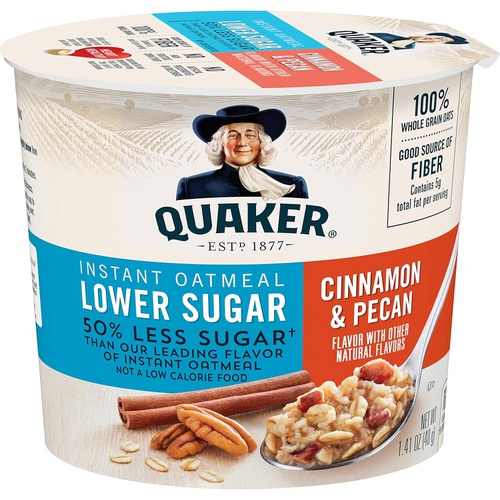  Quaker Instant Oatmeal Express Cups, Honey & Almonds, 12 Count