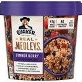 Quaker Real Medleys Oatmeal+, Summer Berry, Oatmeal Cups, 12 Count