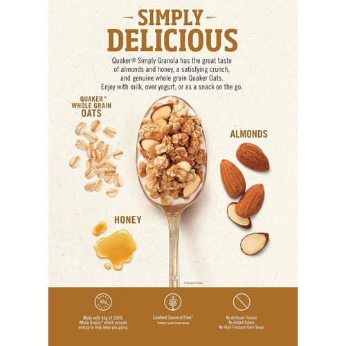  Quaker Simply Granola, Oats, Honey, Raisins and Almonds, 28 oz Boxes, (2 Pack)