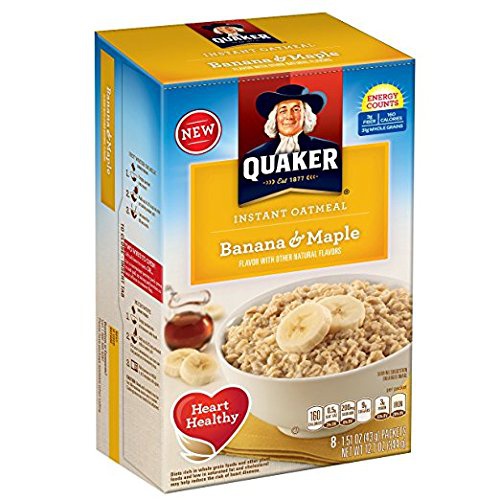  Quaker Instant Oatmeal Breakfast Cereal, Banana and Maple, 12.1 Ounce (Pack of 2)