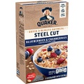 Quaker Steel Cut Quick 3-Minute Oatmeal, Blueberries & Cranberries, Individual Packets, 48 Count