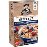 Quaker Steel Cut Quick 3-Minute Oatmeal, Blueberries & Cranberries, Individual Packets, 48 Count