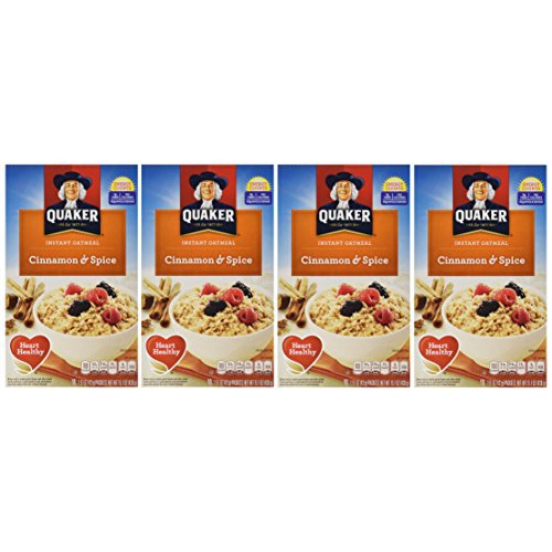  Quaker Instant Oatmeal Cinnamon & Spice, 10-Count Boxes (Pack of 4)