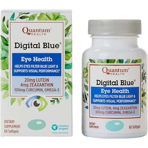  Quantum Health Digital Blue Eye Health SupplementHelps Filter Blue LightSupports Visual PerformanceFormulated with Lutein, Zeaxanthin, Curcumin, and Omega-360 Softgels, 30 Day Supp