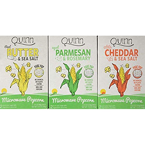  Quinn Snacks Microwave Popcorn Variety Pack (Butter & Sea Salt, White Cheddar, and Parmesan & Rosemary) {3 Pack}