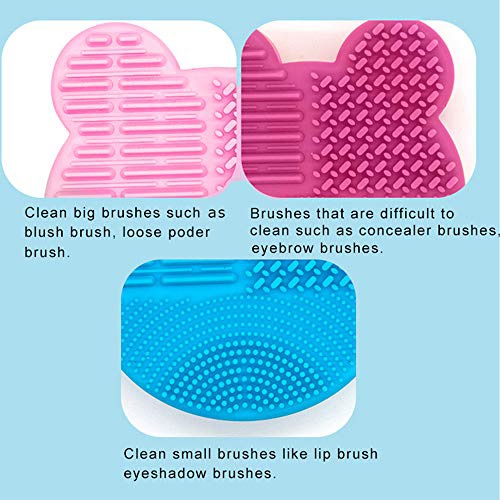  RANCAI Makeup Brush Cleaning Mat for Washing Brush Silicone Srubber Pad for Drying Rack Cosmetic Clean Tools, 1 Pack (pink)