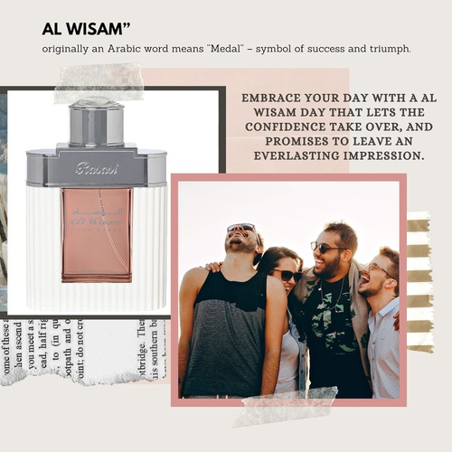  Al Wisam Day EDP for Men 100ML ( 3.40 oz) | Bold Oud Fragrance | Floral notes with an alluring mix of sandalwood, musk, and amber | Signature Arabian Perfumery | by RASASI Perfumes