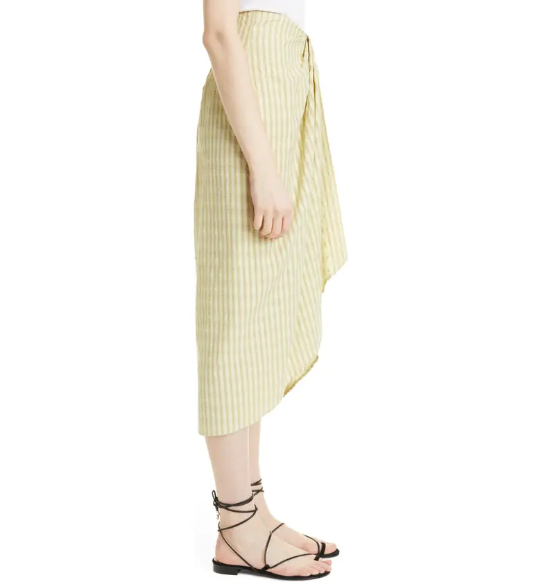  Rebecca Taylor Stripe Wrap Front Cotton Blend Skirt_LIME