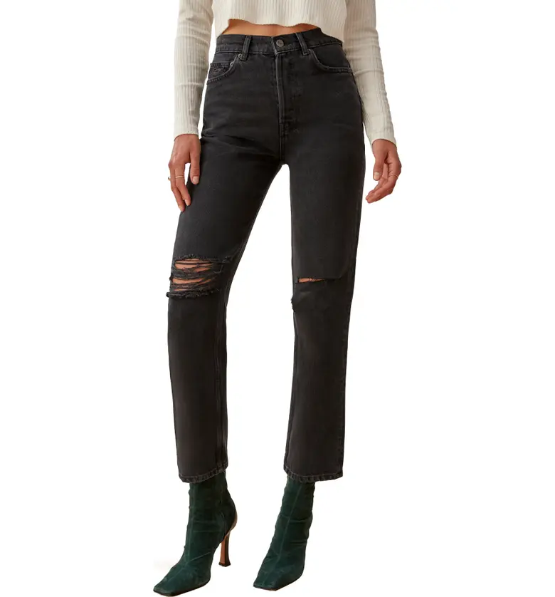 Reformation Cynthia High Waist Relaxed Jeans_LAGOON DESTROYED