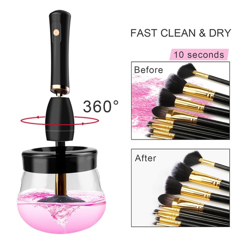  RICRIS Premium Rechargeable Makeup Brush Cleaner Dryer Machine, Powerful Electric Make up Brush Cleaners Tool, Fast Clean and Dry Makeup Brushes Spinner Fit Any Size Shape Brushes