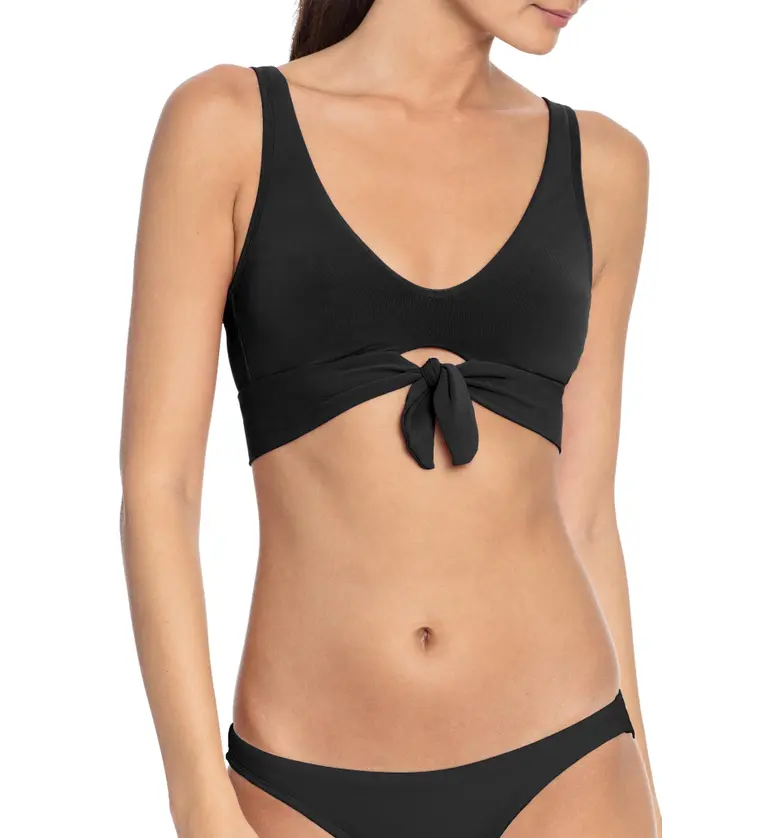 Robin Piccone Ava Knot Front Bikini Top_BLACK