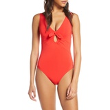 Robin Piccone Ava Plunge Underwire One-Piece Swimsuit_FIERY RED