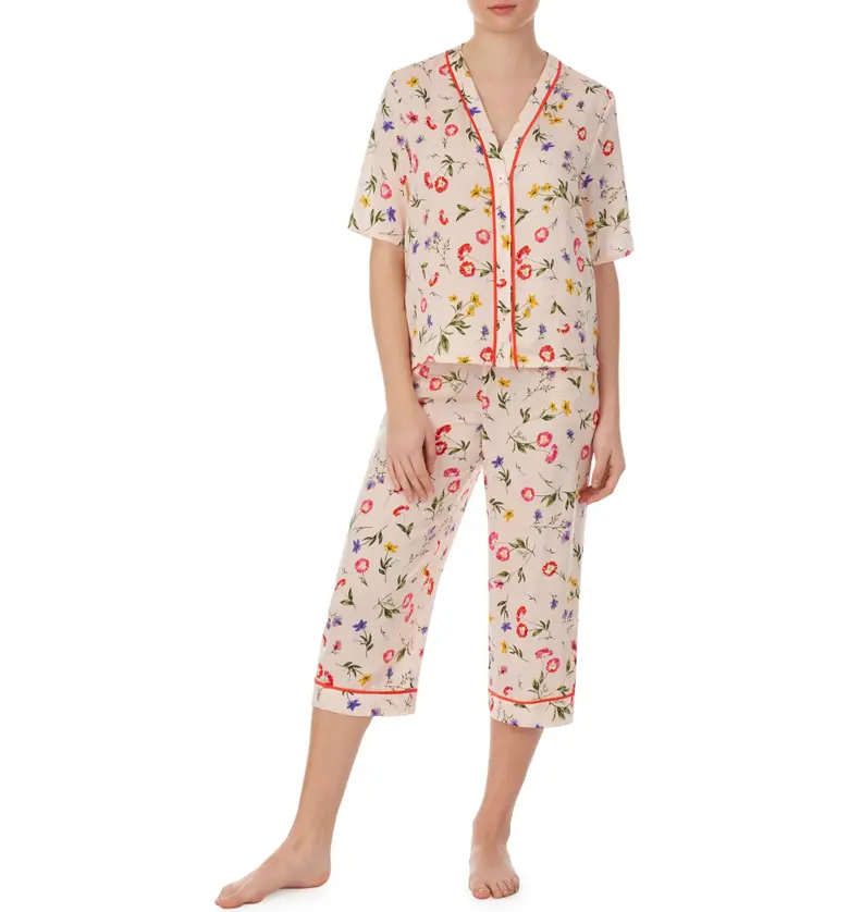 Room Service Pjs Crop Pajamas_PINK FLORAL