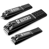 R RUCKERCO Nail clippers set black matte stainless steel 3 pcs nail clippers &slant edg Toenail Clipper Cutter Metal Case .The best nail clipper gift for men and women (Black)