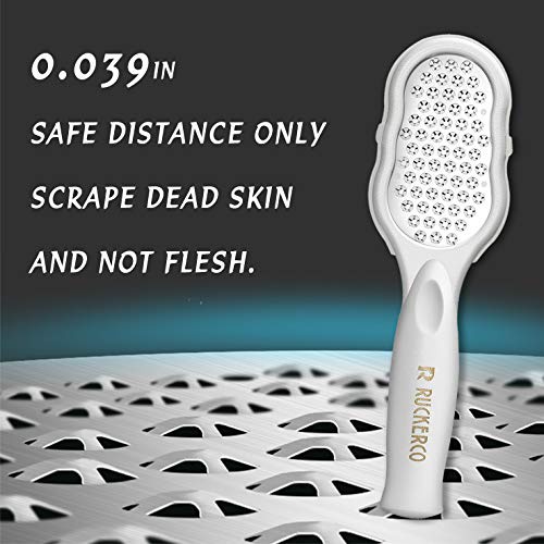  R RUCKERCO Foot File 2Pcs Stainless steel clean box wet and dry foot rasp & Double-Sided Foot File Callus Dead Skin Remover Foot Scrub Care tool (WHITE)