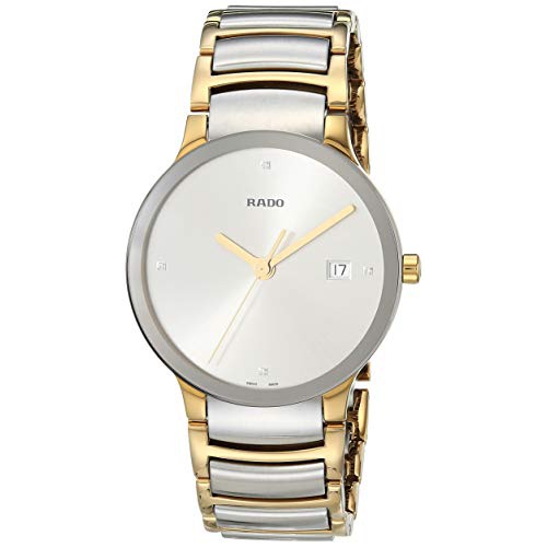  Rado Mens Centrix Stainless Steel Quartz Dress Watch with Two-Tone-Stainless-Steel Strap, 2 Silver/Gold, 22 (Model: R30931713)