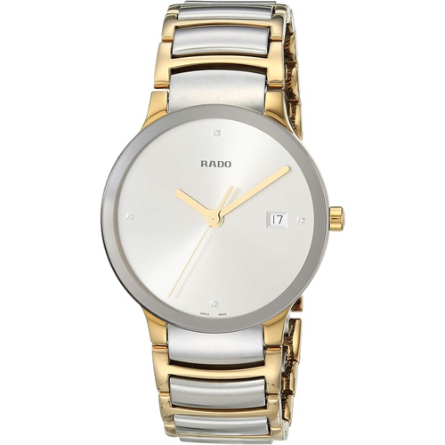  Rado Mens Centrix Stainless Steel Quartz Dress Watch with Two-Tone-Stainless-Steel Strap, 2 Silver/Gold, 22 (Model: R30931713)