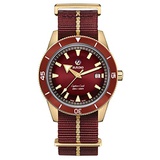 Rado Mens Stainless Steel Swiss Automatic Watch with Vinyl Strap, Red, 18 (Model: R32504407)