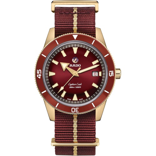  Rado Mens Stainless Steel Swiss Automatic Watch with Vinyl Strap, Red, 18 (Model: R32504407)