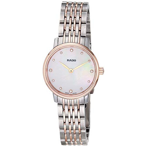  Rado Womens Coupole Classic Stainless Steel/PVD Quartz Dress Watch Strap, 2 Tone: Silver/Rose Gold, 13 (Model: R22897923)