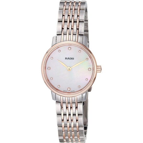  Rado Womens Coupole Classic Stainless Steel/PVD Quartz Dress Watch Strap, 2 Tone: Silver/Rose Gold, 13 (Model: R22897923)