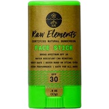 Raw Elements Face Stick Certified Natural Sunscreen | Non-Nano Zinc Oxide, 95% Organic, Very Water Resistant, Reef Safe, Non-GMO, Cruelty Free, SPF 30+, All Ages Safe, Moisturizing