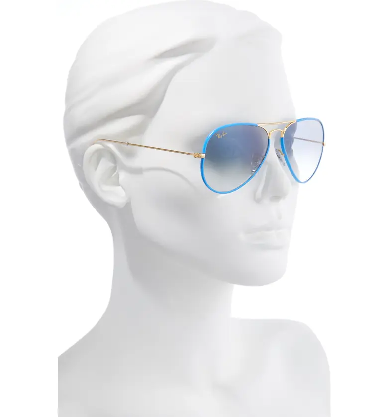 레이벤 Ray-Ban Aviator 58mm Sunglasses_LGT BLUE GOLD/ CLEAR GRAD BLUE