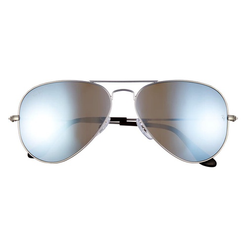 레이벤 Ray-Ban Standard Icons 58mm Mirrored Polarized Aviator Sunglasses_SILVER/ SILVER MIRROR