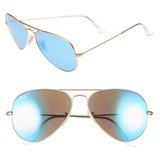 Ray-Ban Standard Icons 58mm Mirrored Polarized Aviator Sunglasses_GOLD/ BLUE MIRROR